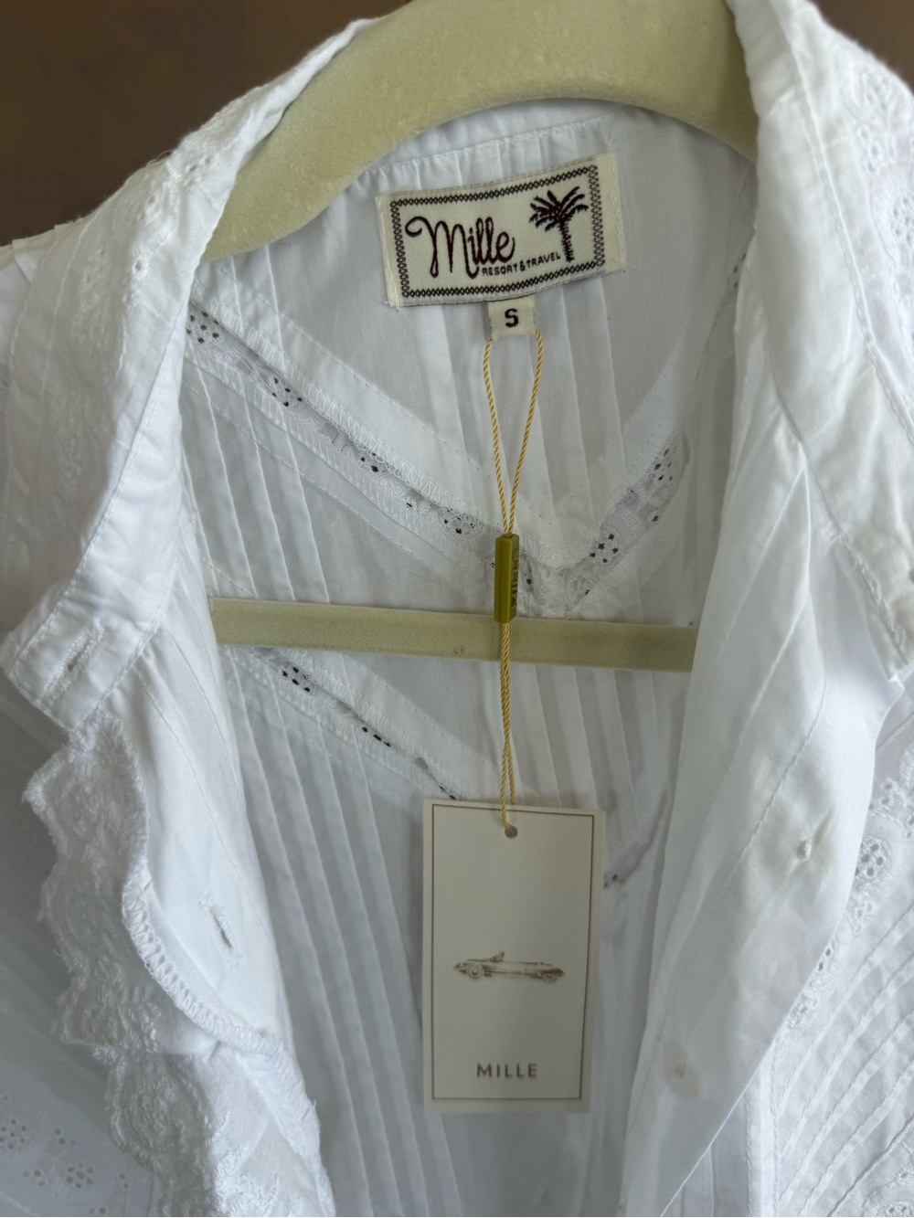 Mille White Lace-Trim Button Front Blouse - Picture 2 of 3